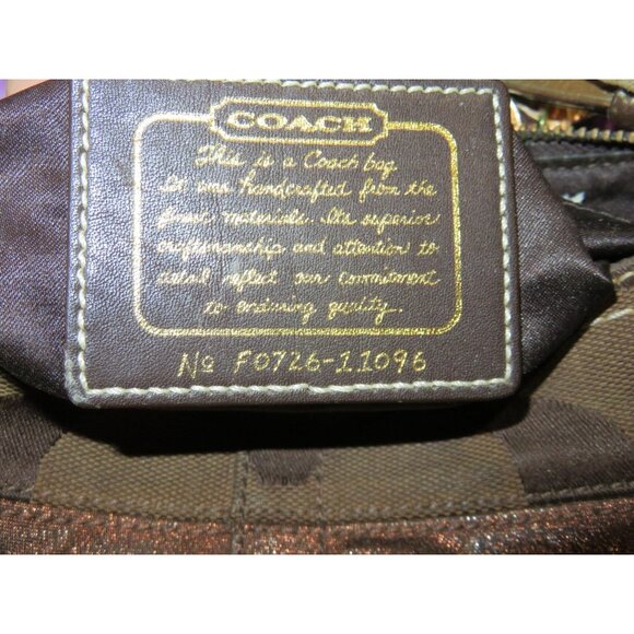 Coach 2007 Limited Edition Cursive Creed Brown Copper Stripe & Shimmer Demi Bag - Picture 5 of 10
